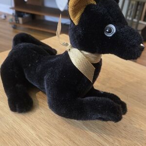 Charming Black Plush Dog Toy with Gold Ears